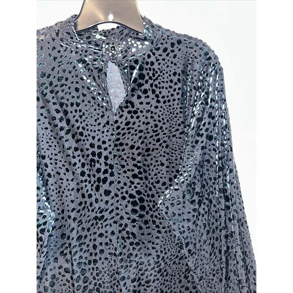Lane Bryant Women’s 22/24 Green Velvet Leopard Burnout Blouse Fairy Grunge - Picture 9 of 15